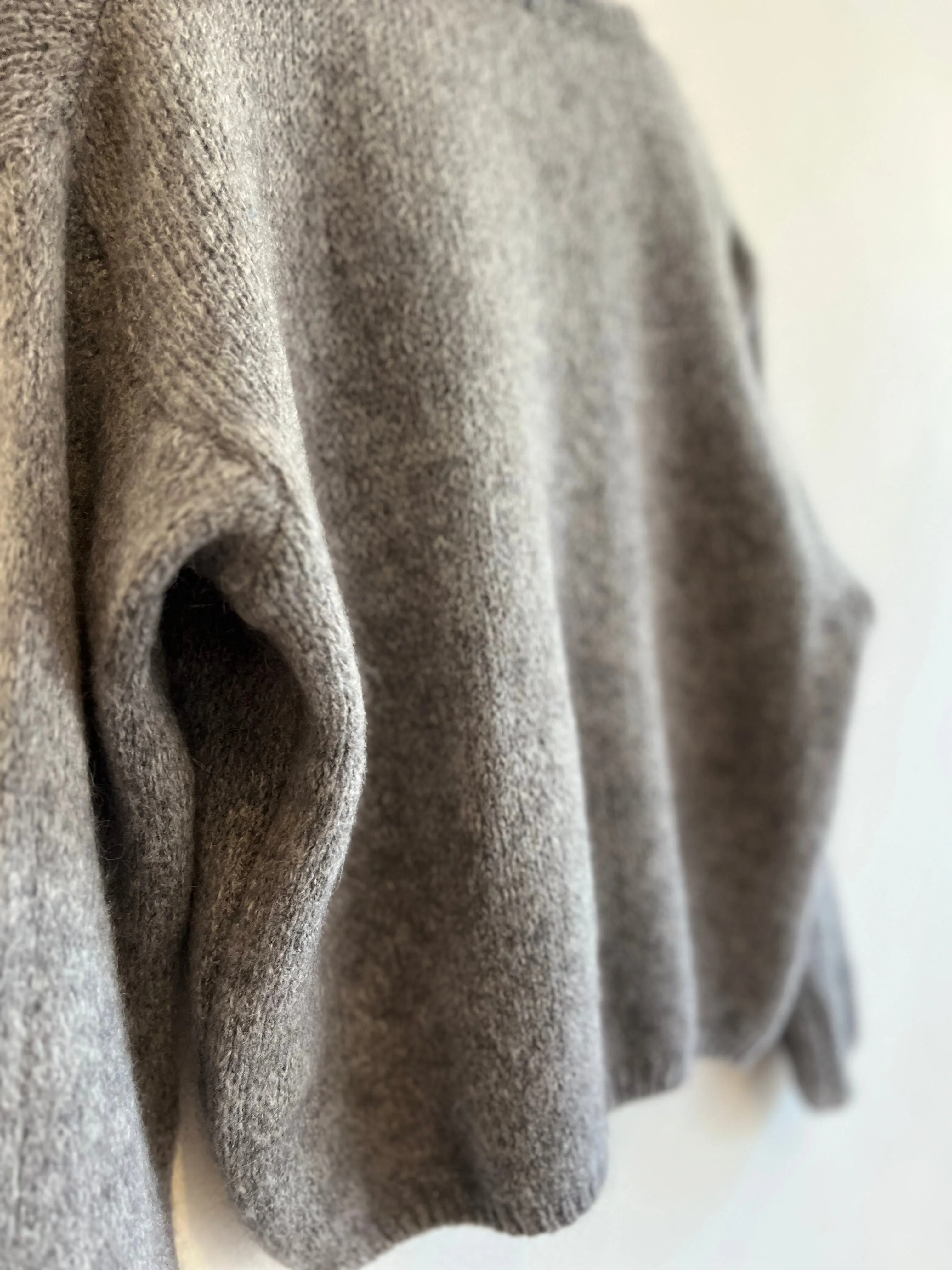 Grey Long Sleeve Mohair Cardigan