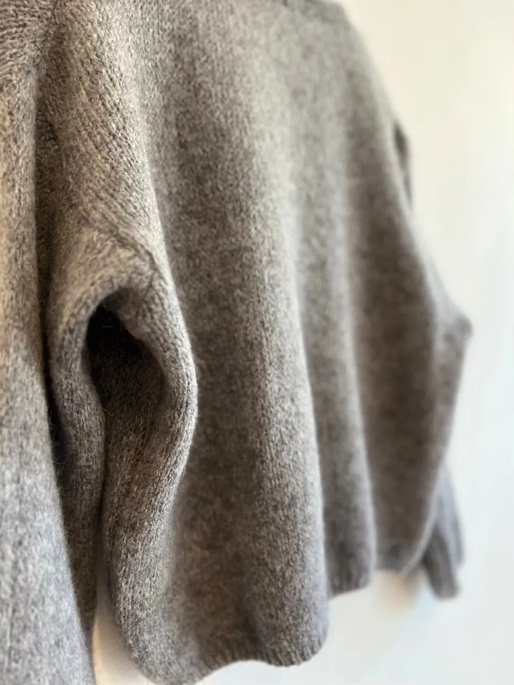Grey Long Sleeve Mohair Cardigan