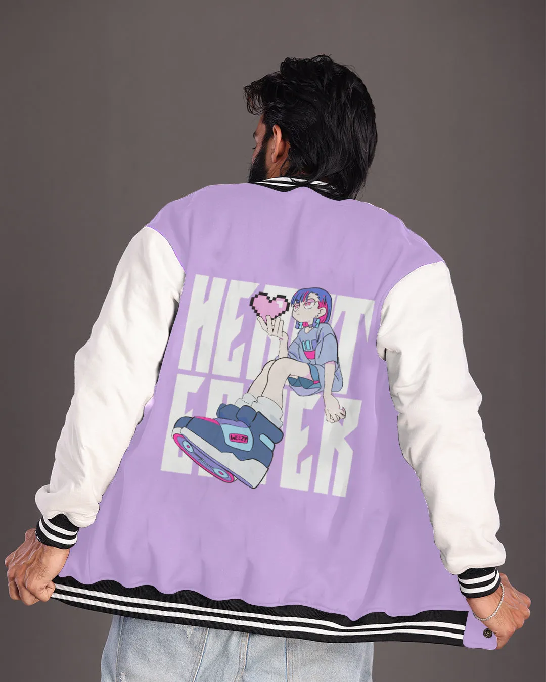 Heart Eater's Charm: Purple Varsity Jacket for Men's