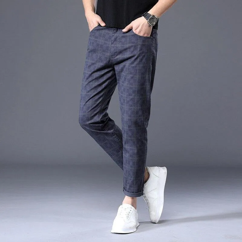 ICPANS Men's Plaid Ankle Length Pants