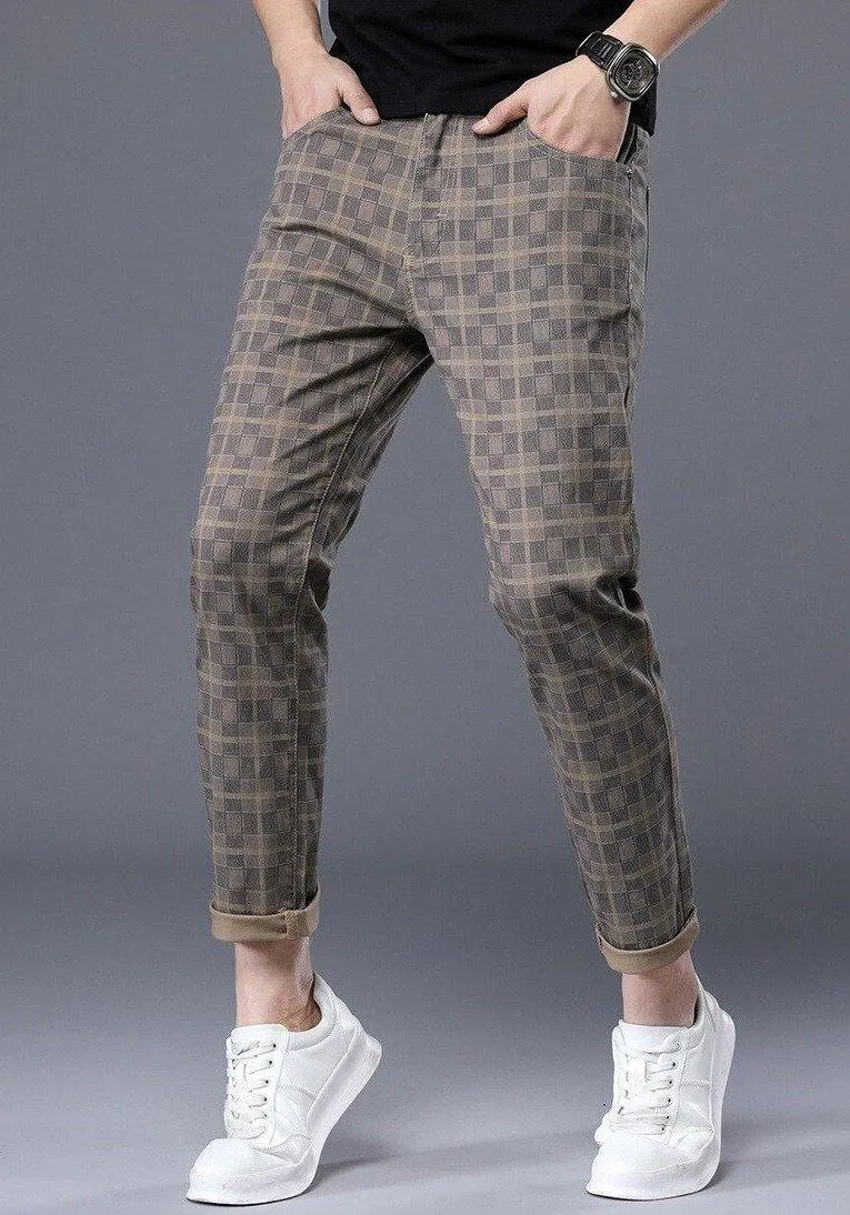 ICPANS Men's Plaid Ankle Length Pants
