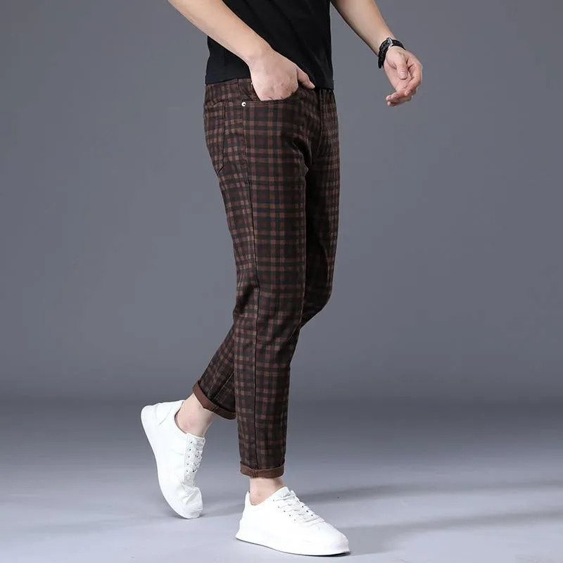 ICPANS Men's Plaid Ankle Length Pants