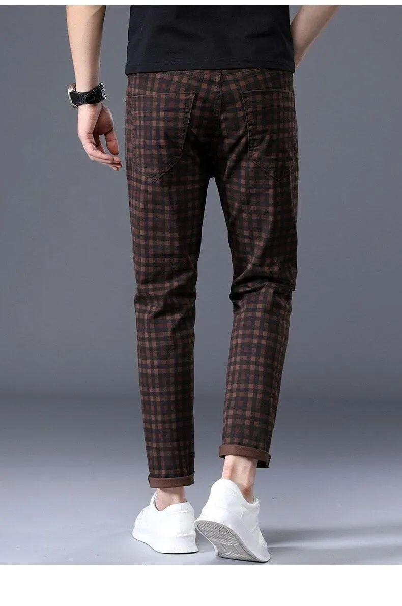 ICPANS Men's Plaid Ankle Length Pants