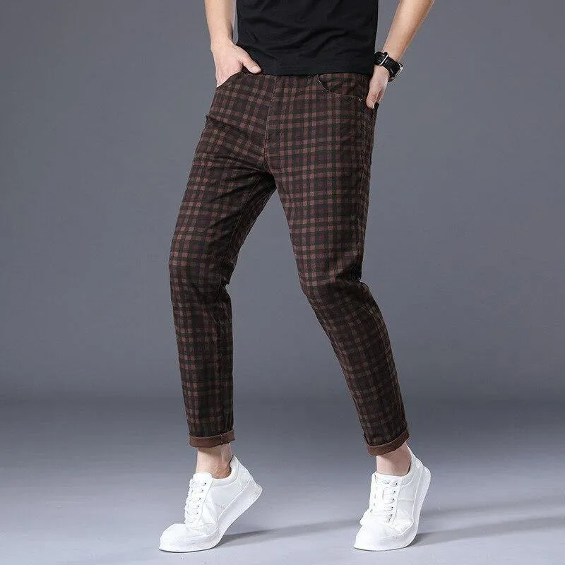 ICPANS Men's Plaid Ankle Length Pants
