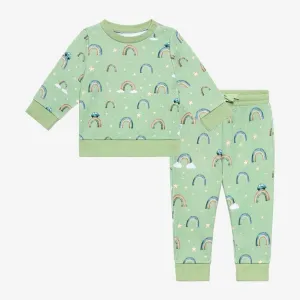 Infant Long Sleeve Sweatshirt & Jogger Set - Desean (Rainbows)