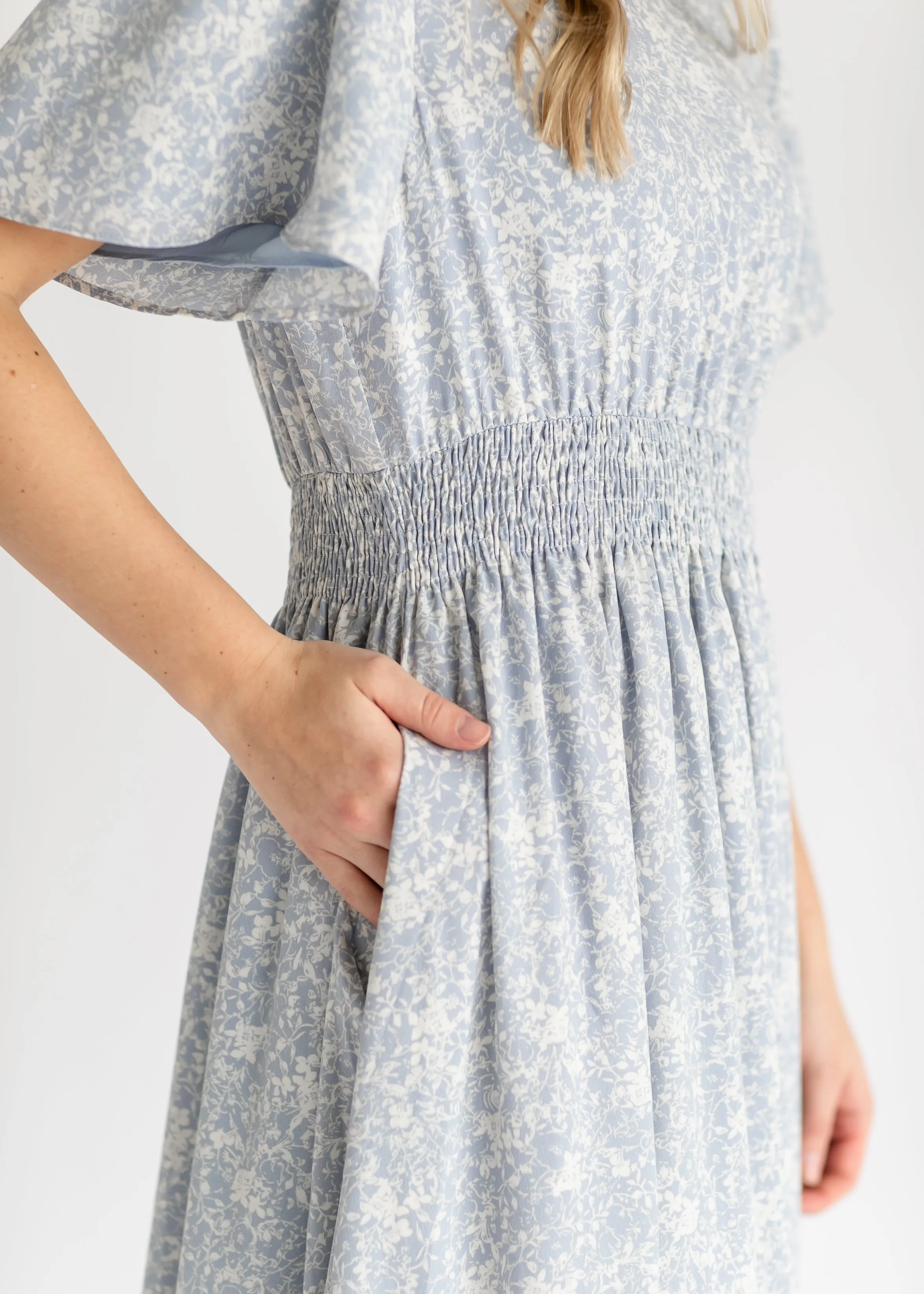 Isabella V Neck Flutter Sleeve Floral Maxi Dress - FINAL SALE