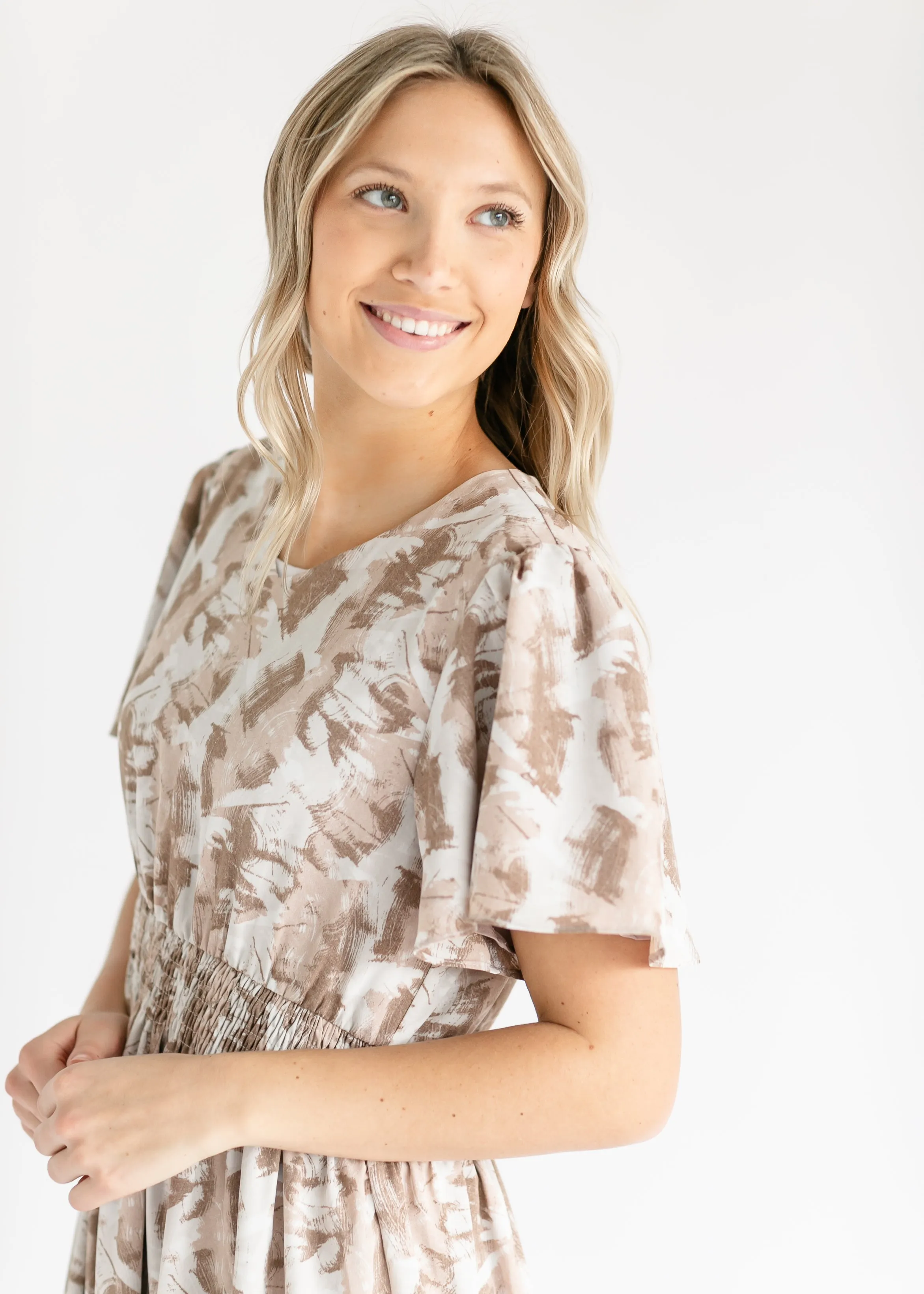 Isabella V Neck Flutter Sleeve Floral Maxi Dress - FINAL SALE