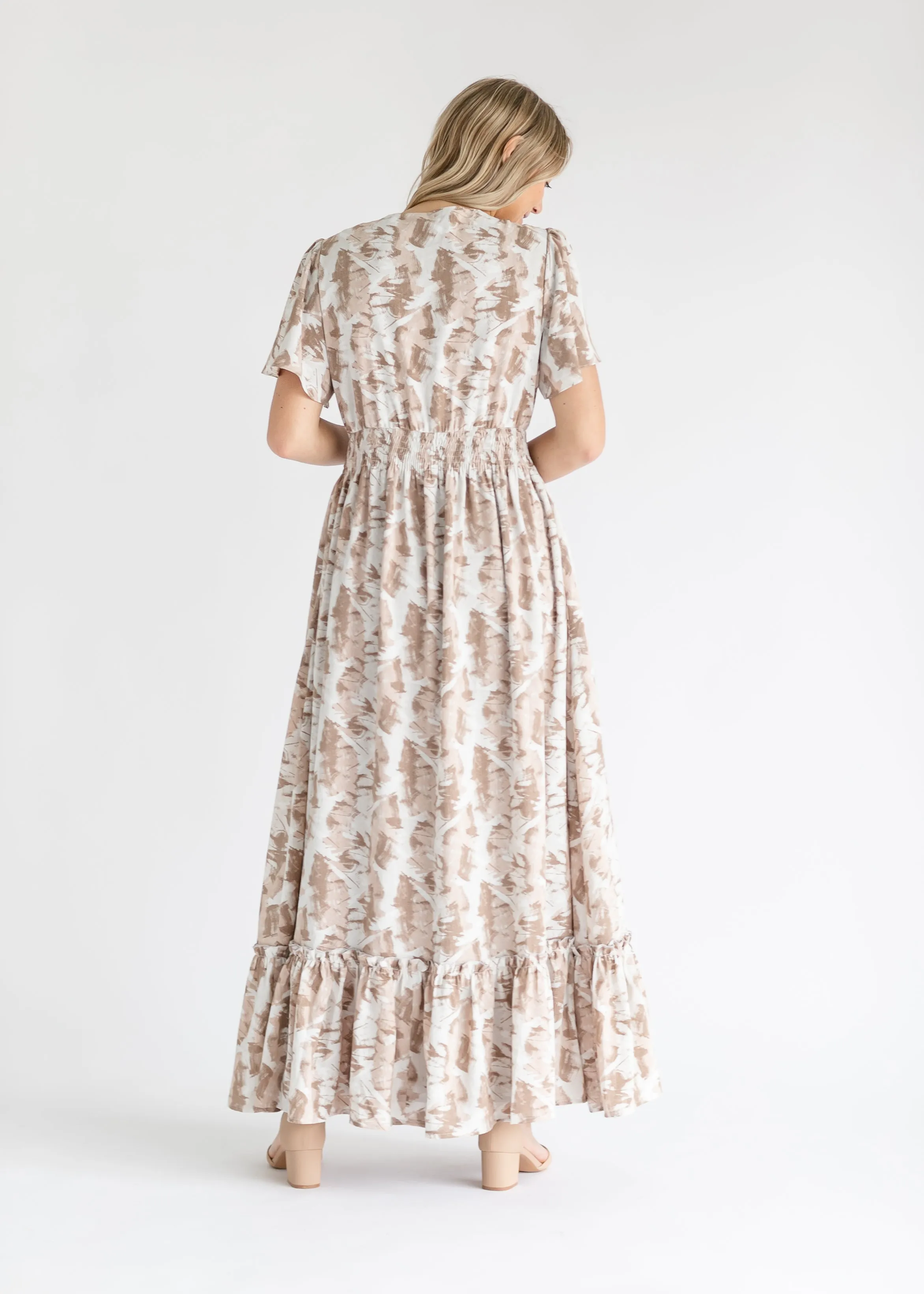 Isabella V Neck Flutter Sleeve Floral Maxi Dress - FINAL SALE