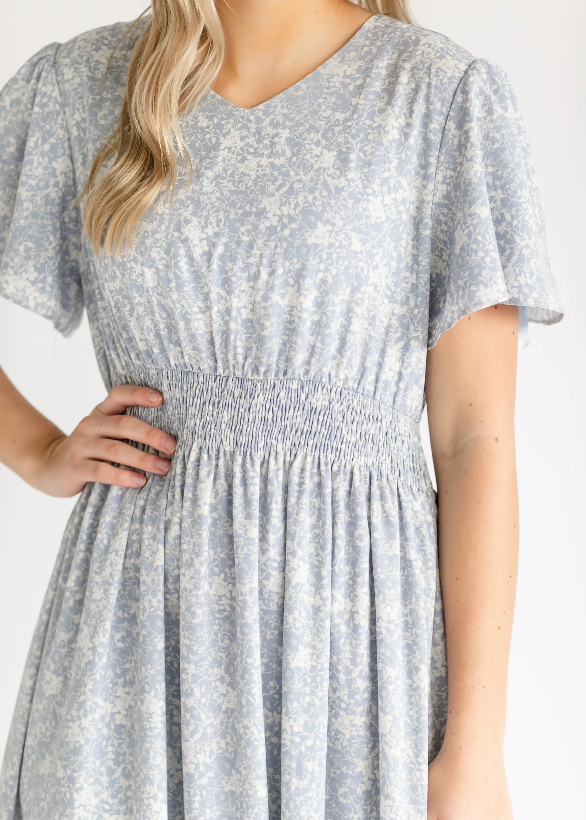 Isabella V Neck Flutter Sleeve Floral Maxi Dress - FINAL SALE
