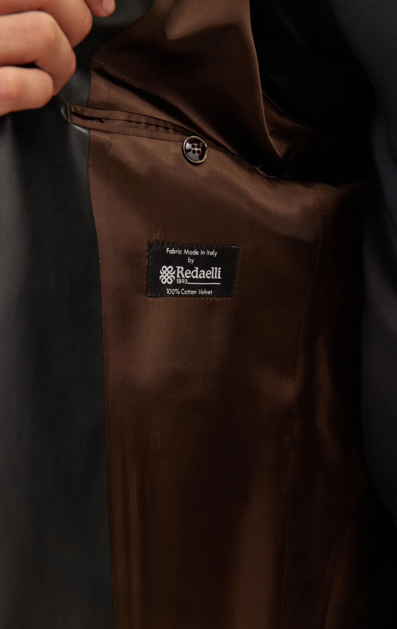 Italian Velvet Leather Shawl Lapel Tuxedo Jacket - Brown