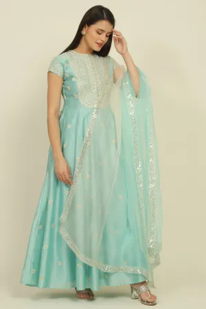 Light Blue  Chanderi Suit Set