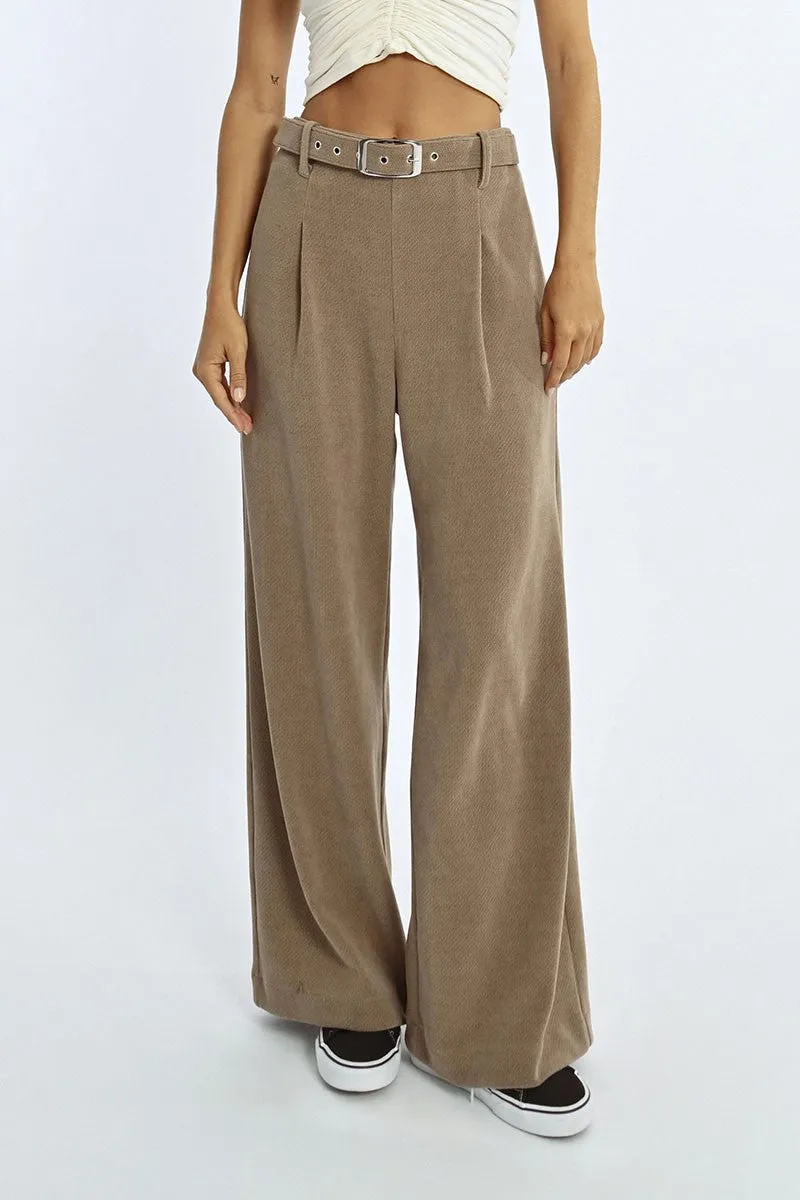 Lili Sidonio High Waisted Taupe Wide Leg Pants