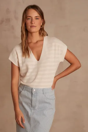 LINE CREAM OPENWORK JUMPER