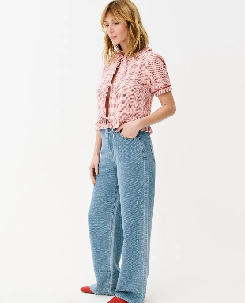 Maison Anana Aida Red Check Blouse