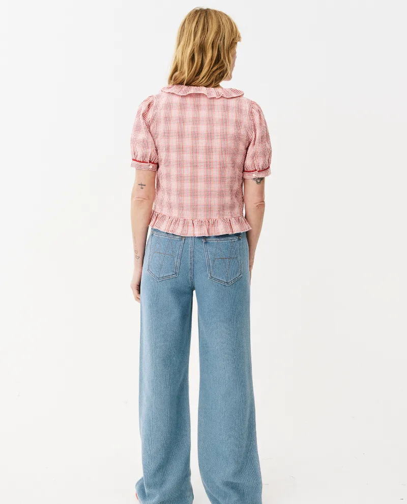 Maison Anana Aida Red Check Blouse