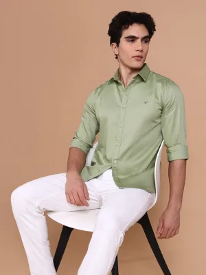 Men Green Casual Solid Shirt