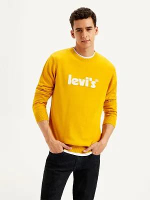 Men's Brand Logo Yellow Crew Neck Sweater