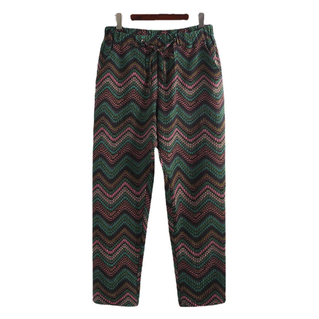 Men's Fashion Wave Stripe Print Loose Casual Hawaiian Pants - Comfy and Stylish