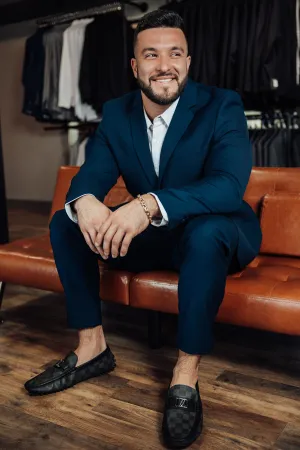 Navy Blue Slim Fit Men's Suit Set