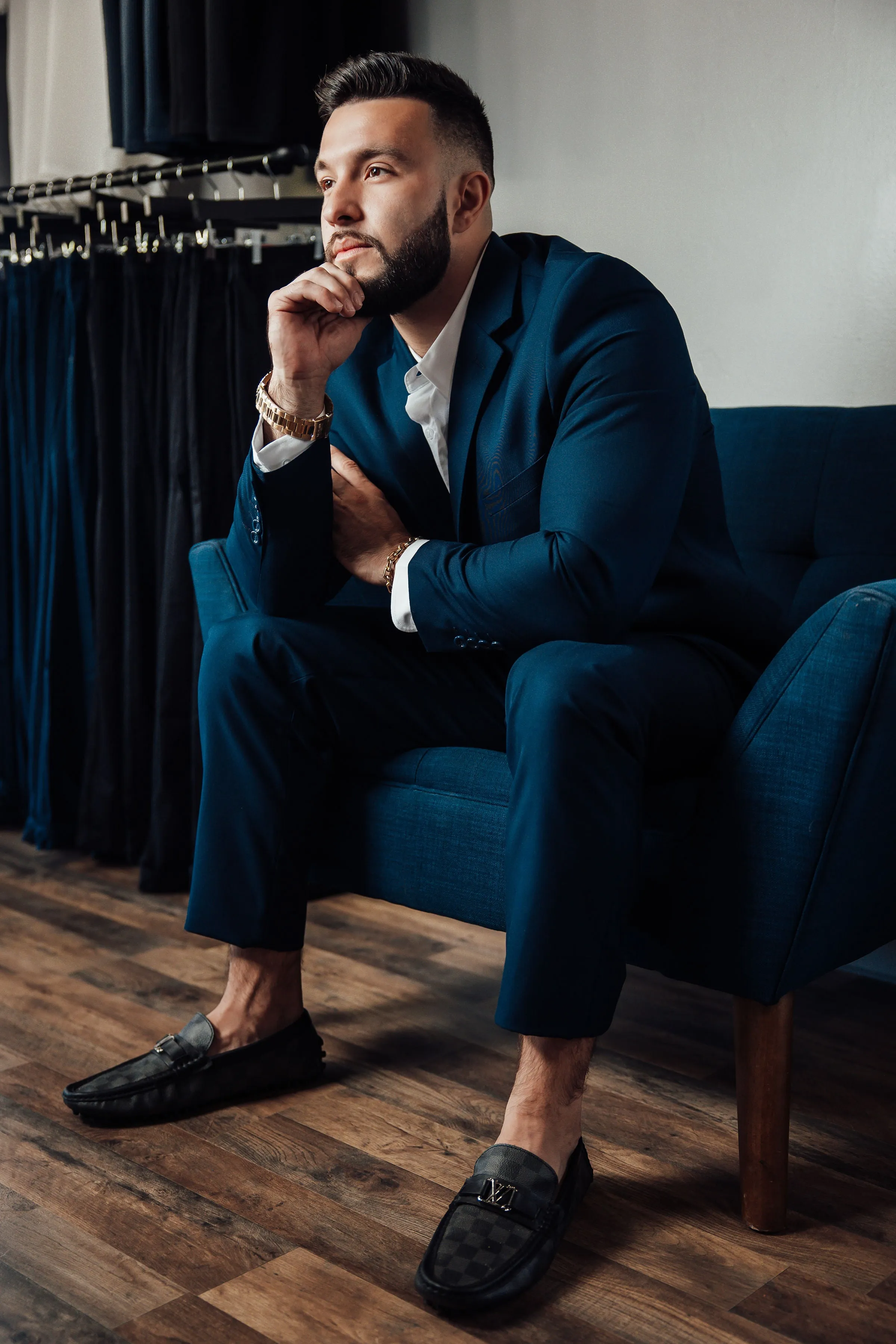 Navy Blue Slim Fit Men's Suit Set