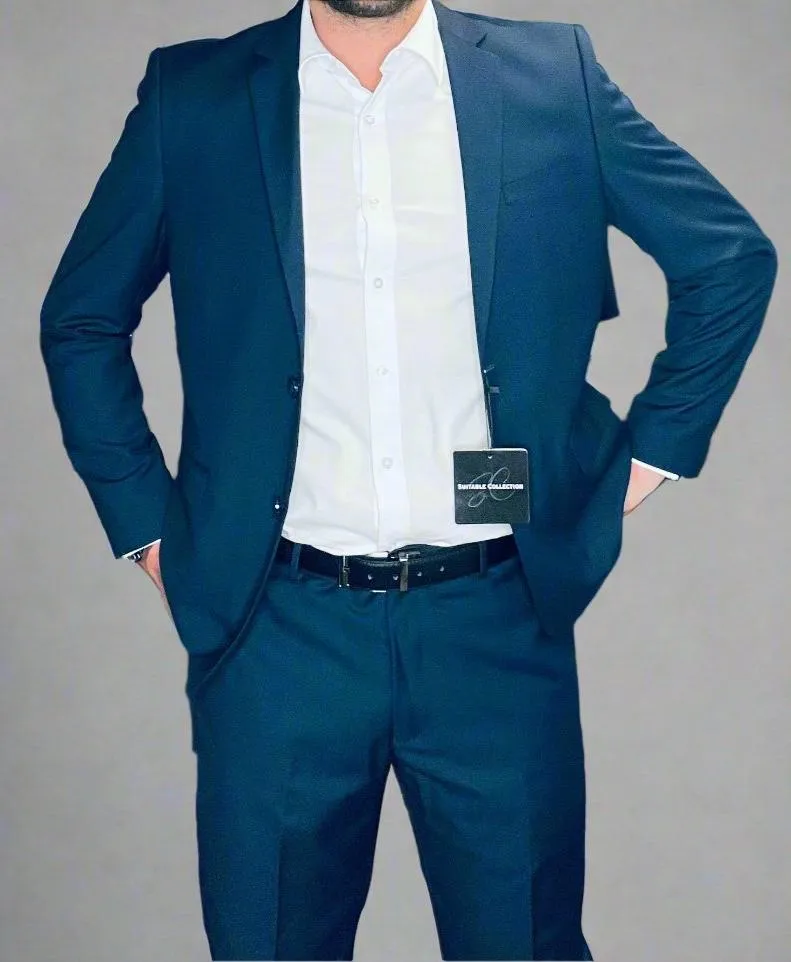 Navy Blue Slim Fit Men's Suit Set