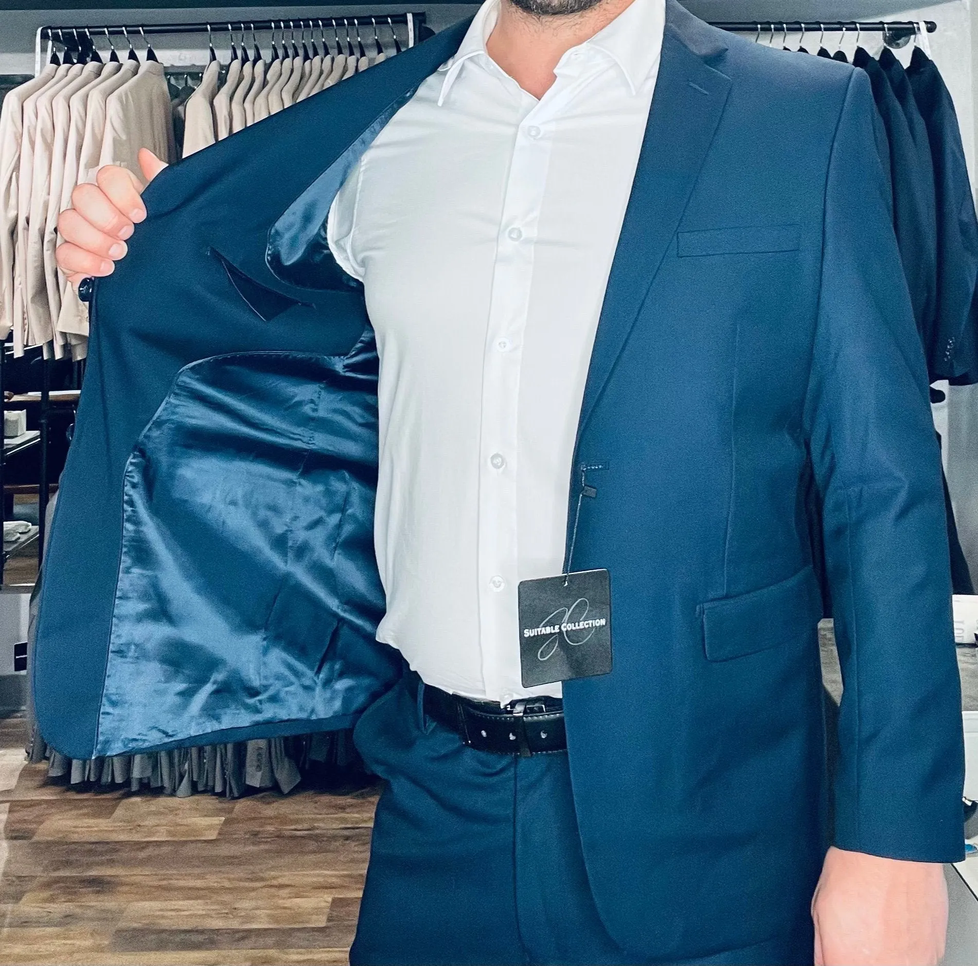 Navy Blue Slim Fit Men's Suit Set