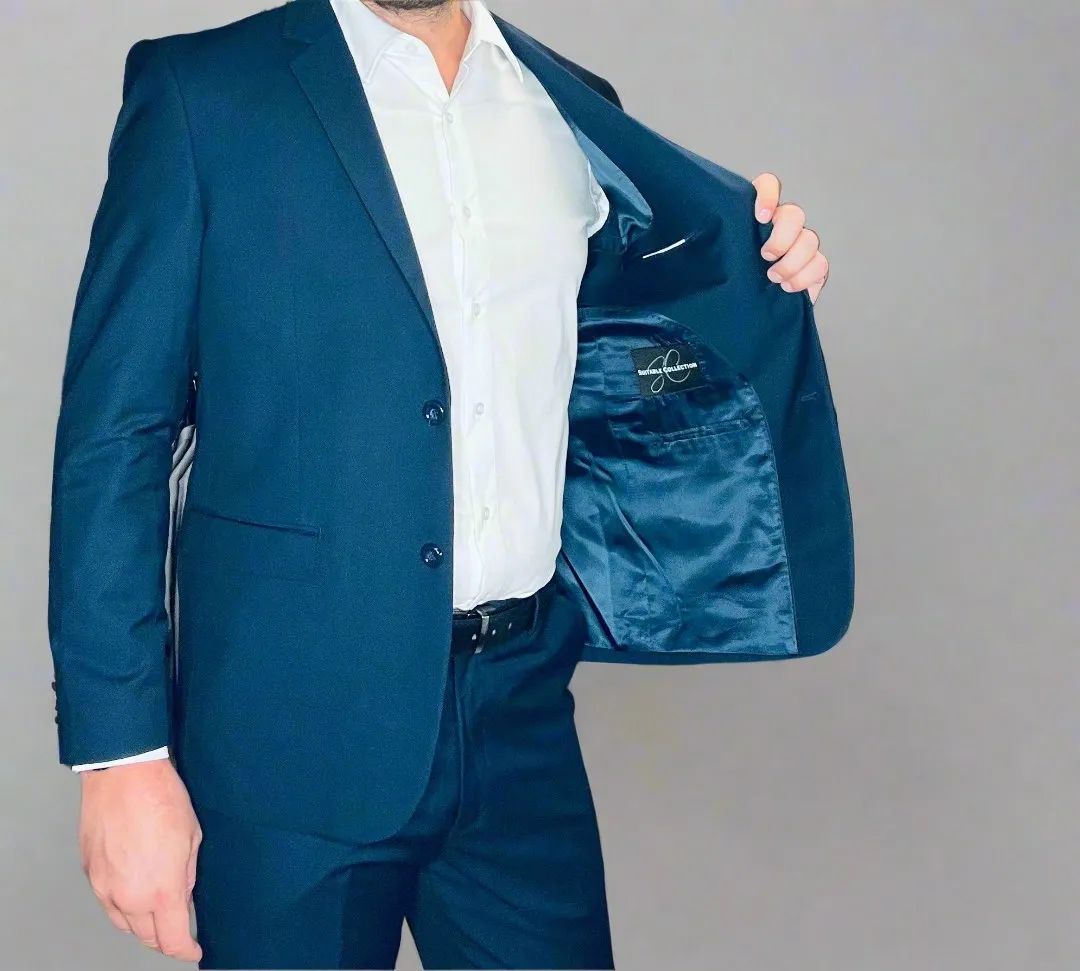 Navy Blue Slim Fit Men's Suit Set