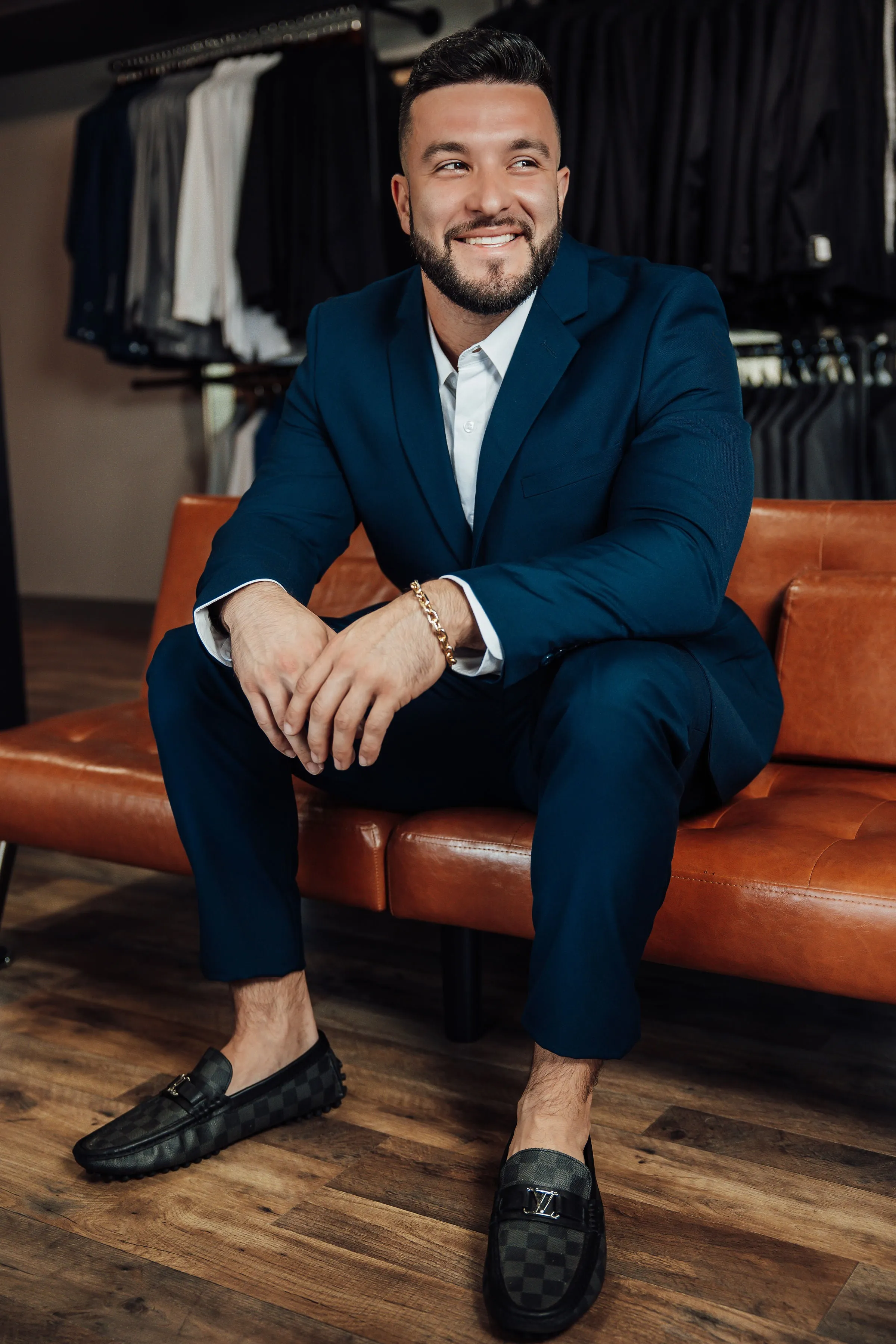 Navy Blue Slim Fit Men's Suit Set