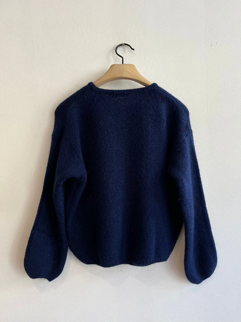 Navy Long Sleeve Mohair Cardigan