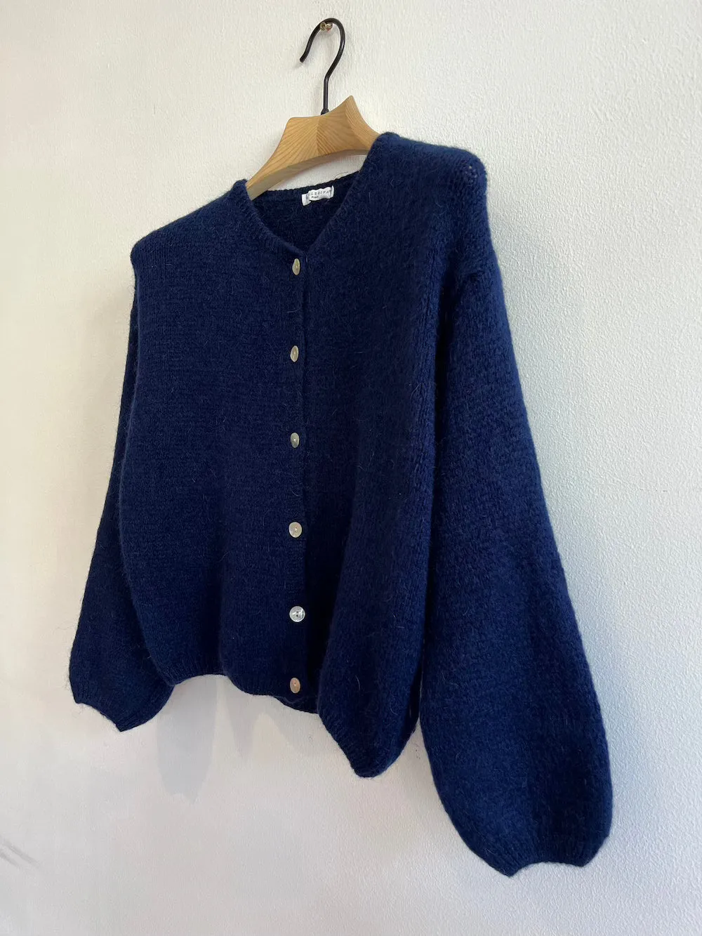 Navy Long Sleeve Mohair Cardigan