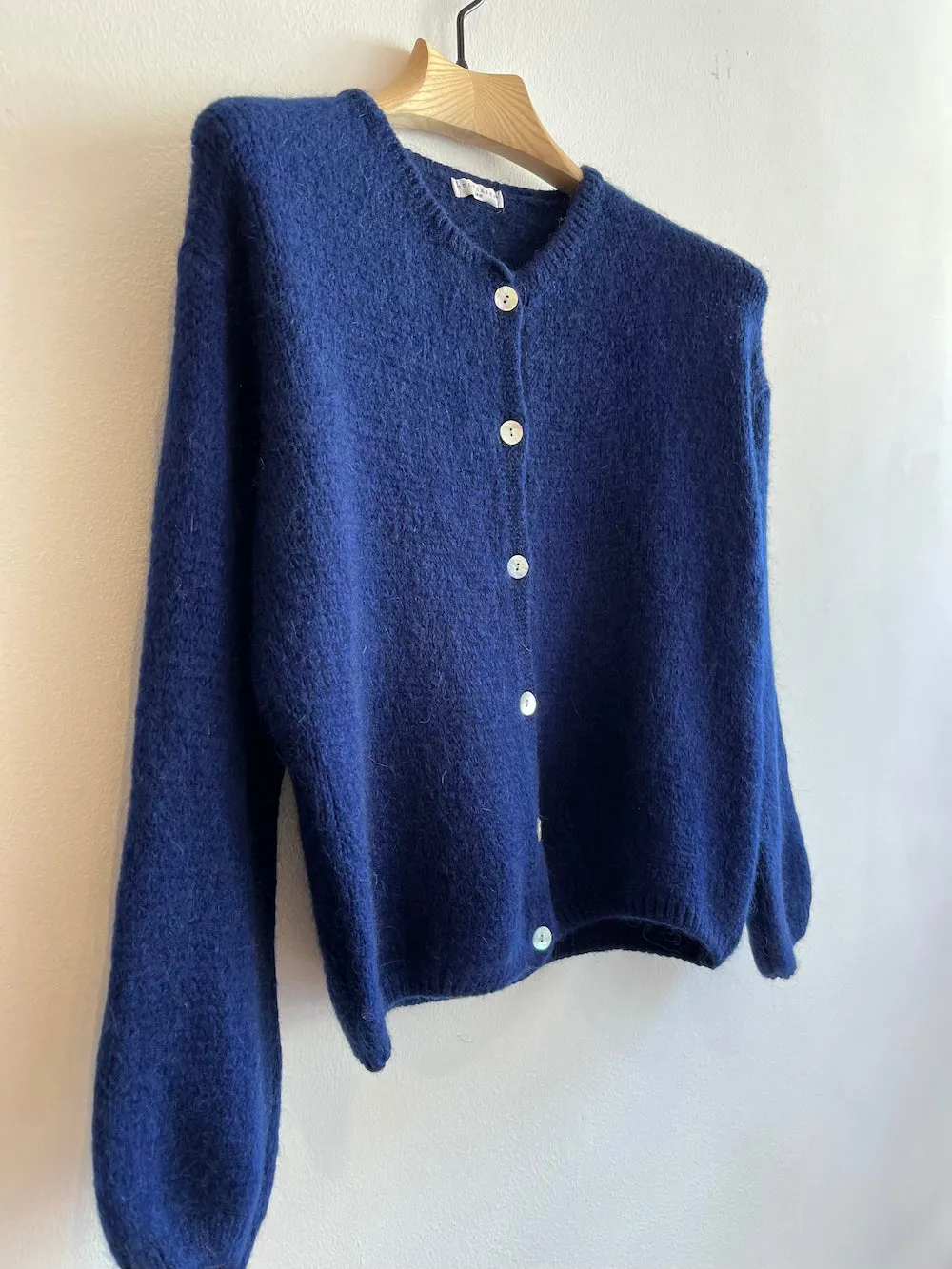Navy Long Sleeve Mohair Cardigan