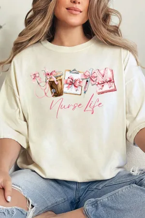 Nurse Life Coquette Bow Comfort Colors Adult Ring-Spun Cotton Tee