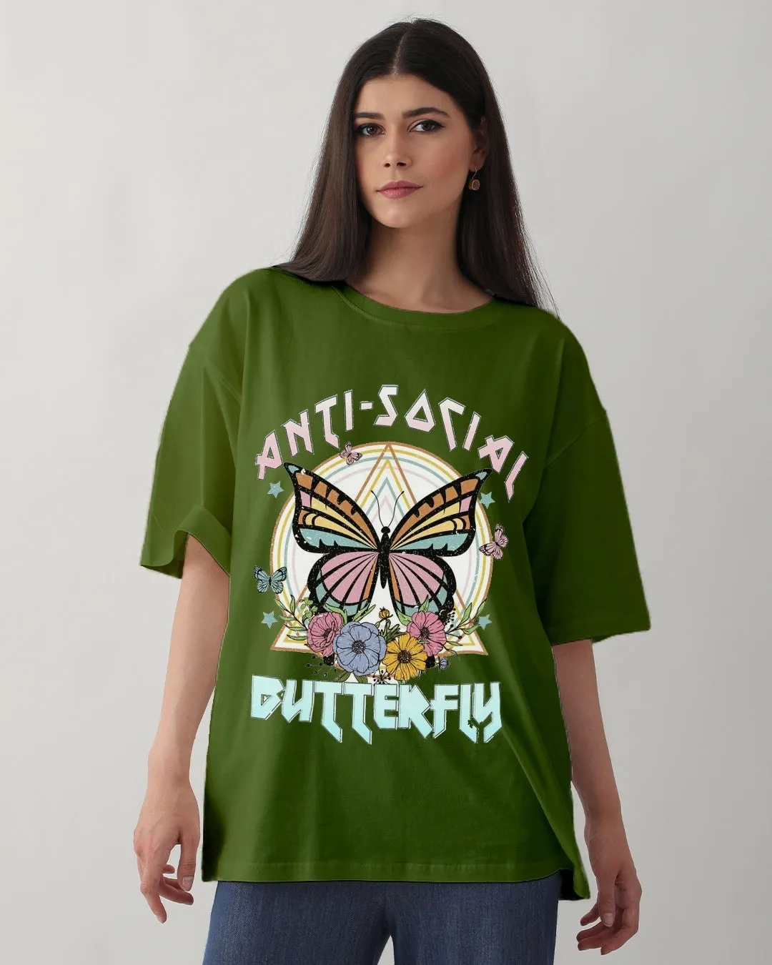 Pack of 2 Women's Oversized Tees - Butterfly & Margaritas