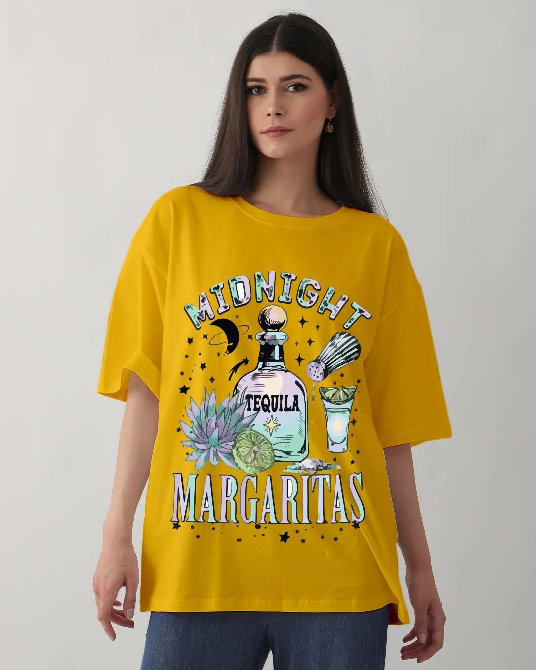 Pack of 2 Women's Oversized Tees - Butterfly & Margaritas