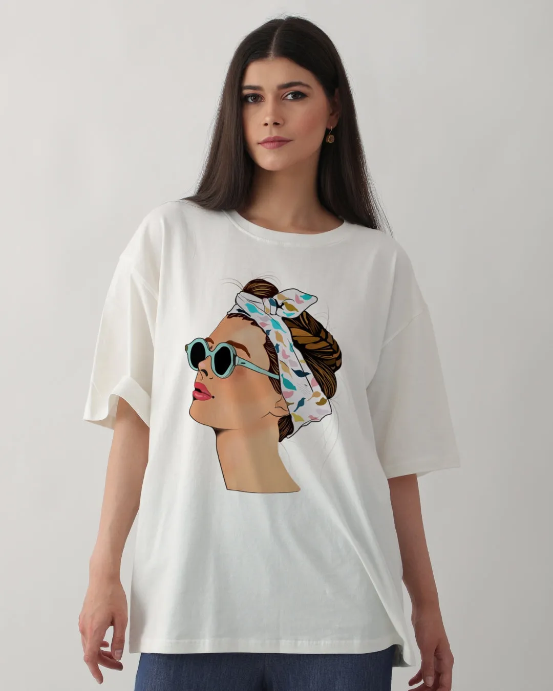 Pack of 2 Women's Oversized Tees - Sunglass Girl & Goggy Design