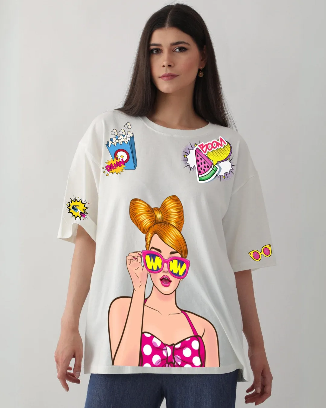 Pack of 2 Women's Oversized Tees - Wow Vibe & Hai Tauba Graphic