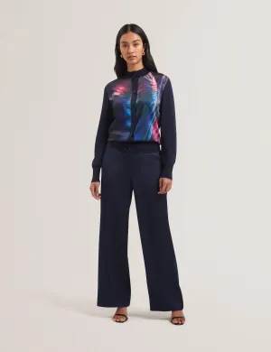 Paulean Woven Front Knitted Cardigan Navy