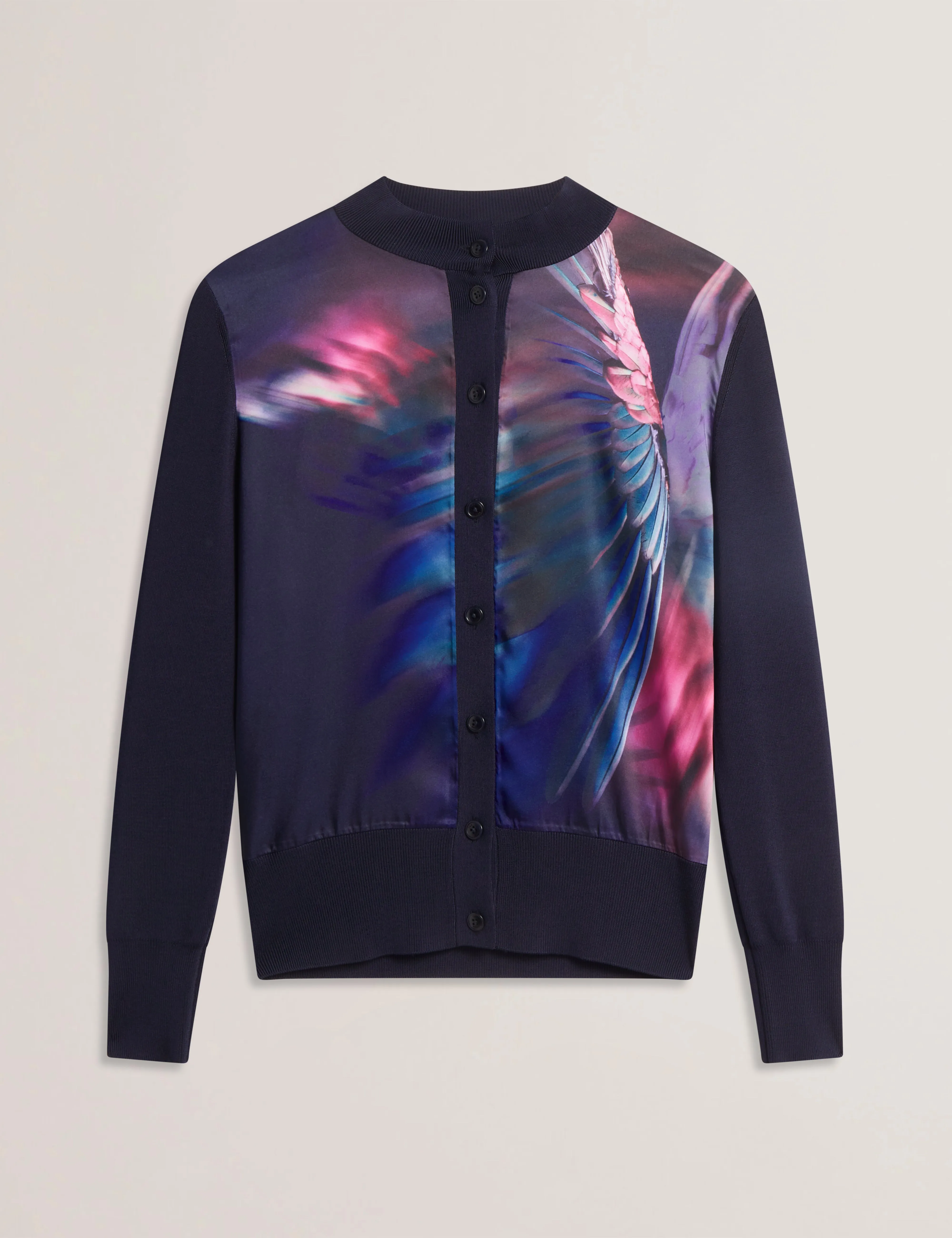 Paulean Woven Front Knitted Cardigan Navy