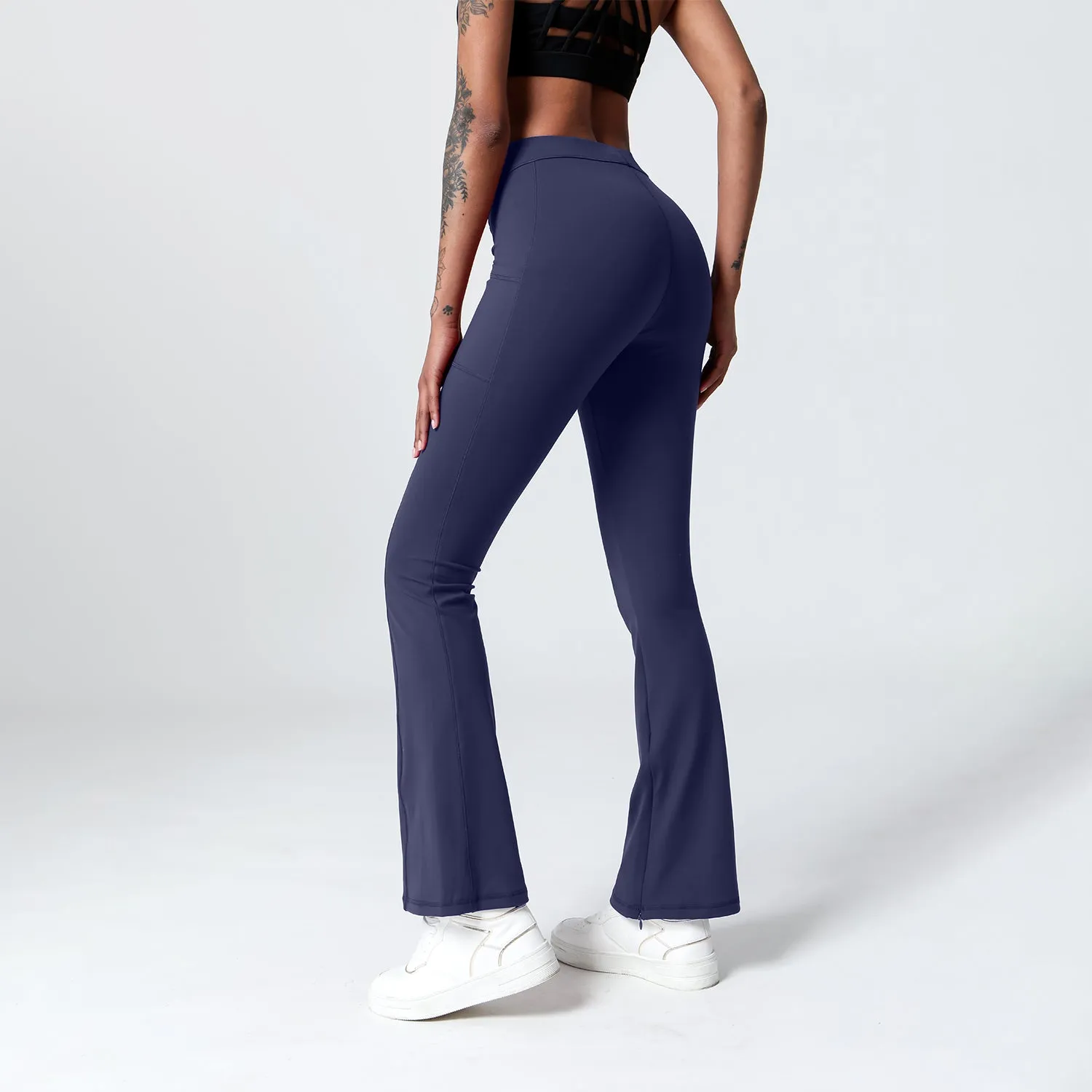Pocket Split Hem Flare Leggings
