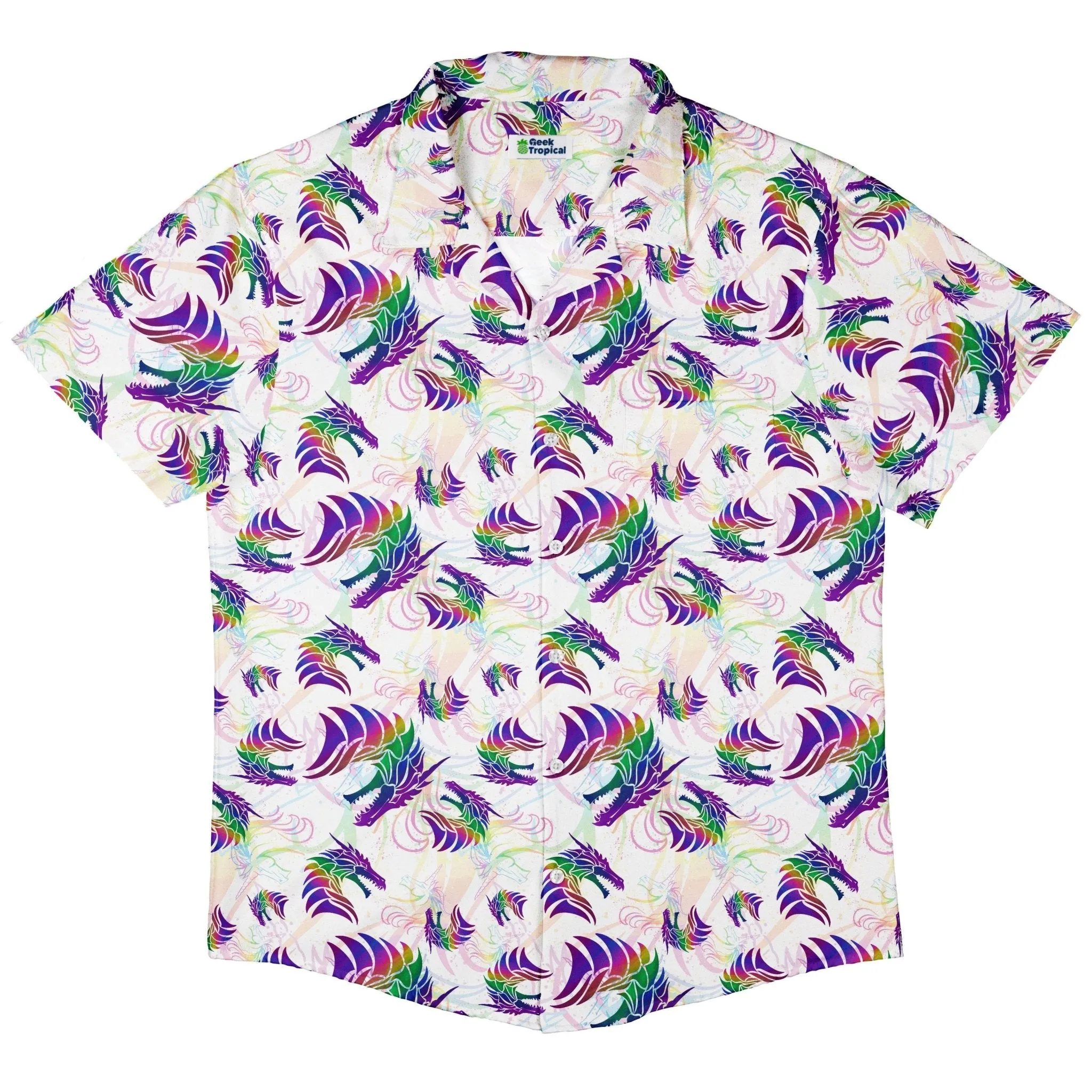Rainbow Dragons and Unicorns Button Up Shirt