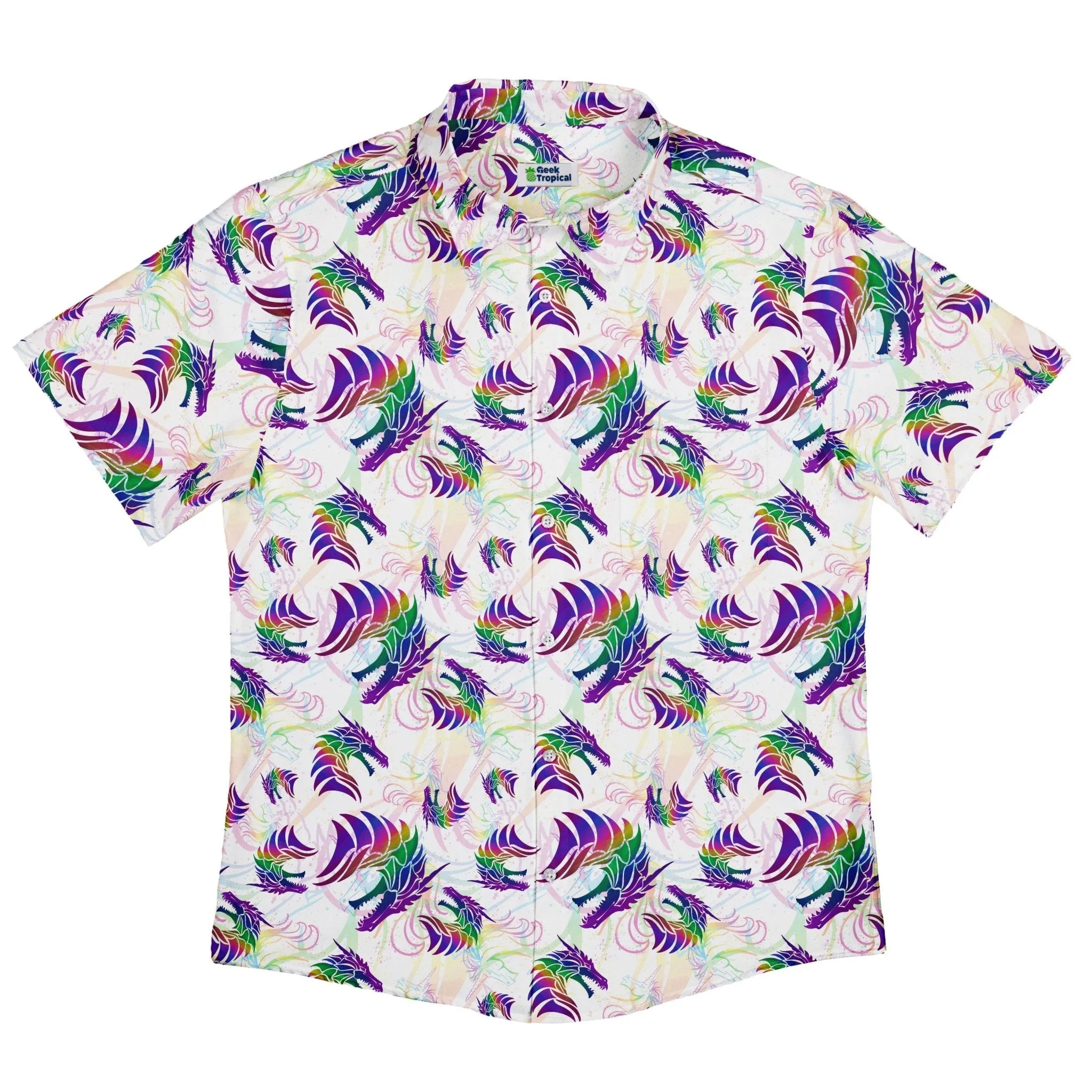Rainbow Dragons and Unicorns Button Up Shirt