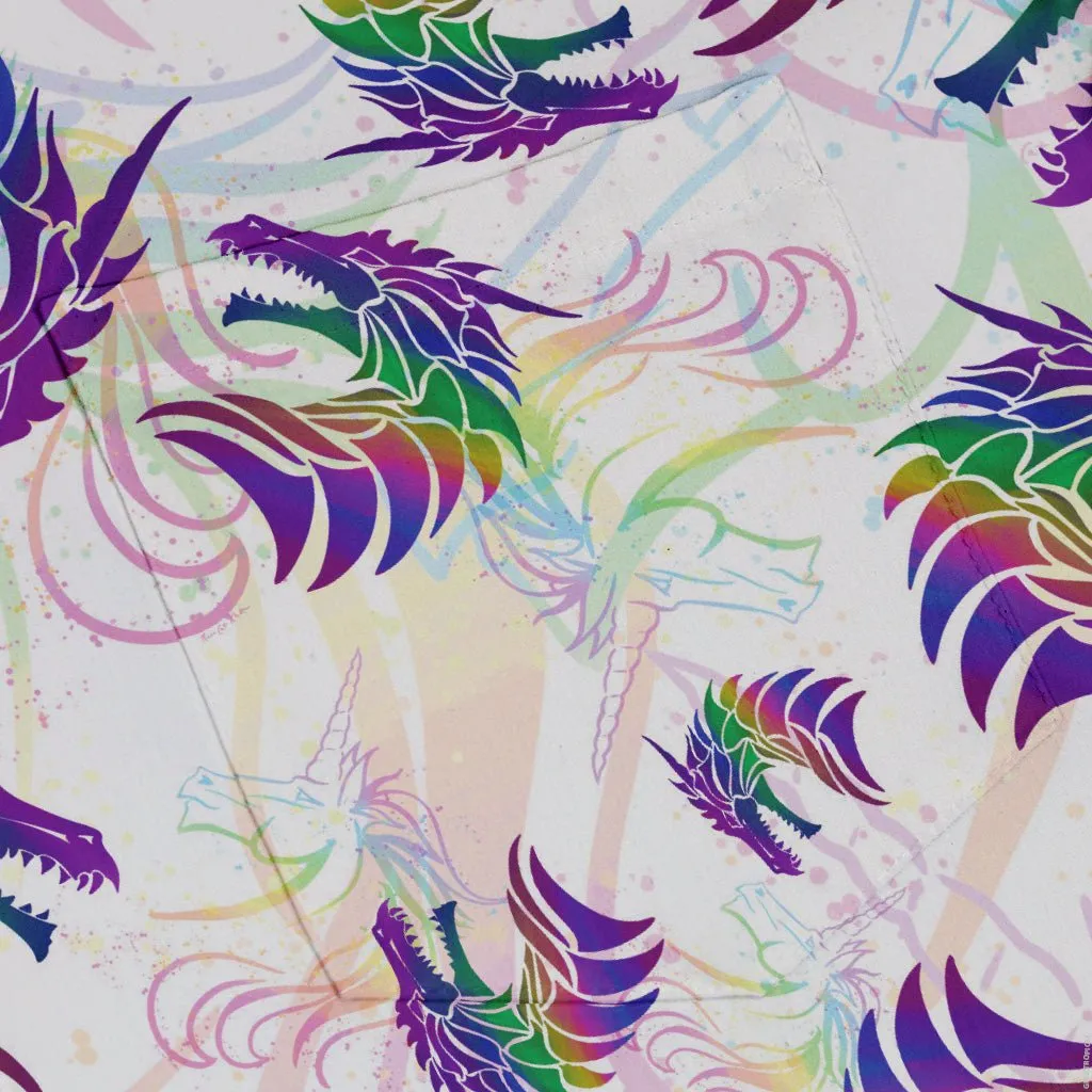 Rainbow Dragons and Unicorns Button Up Shirt