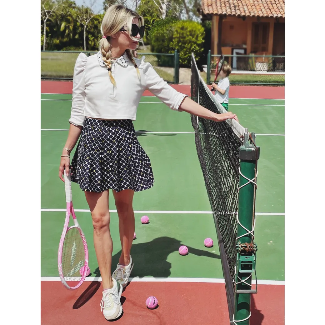 SAMPLE - The Classic Pleated Tennis Skirt - Navy Bows