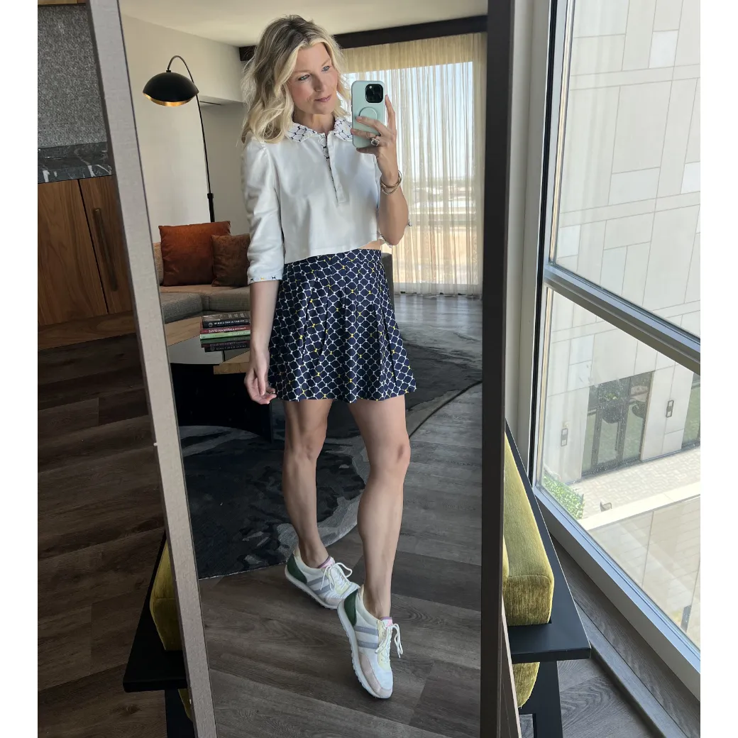 SAMPLE - The Classic Pleated Tennis Skirt - Navy Bows