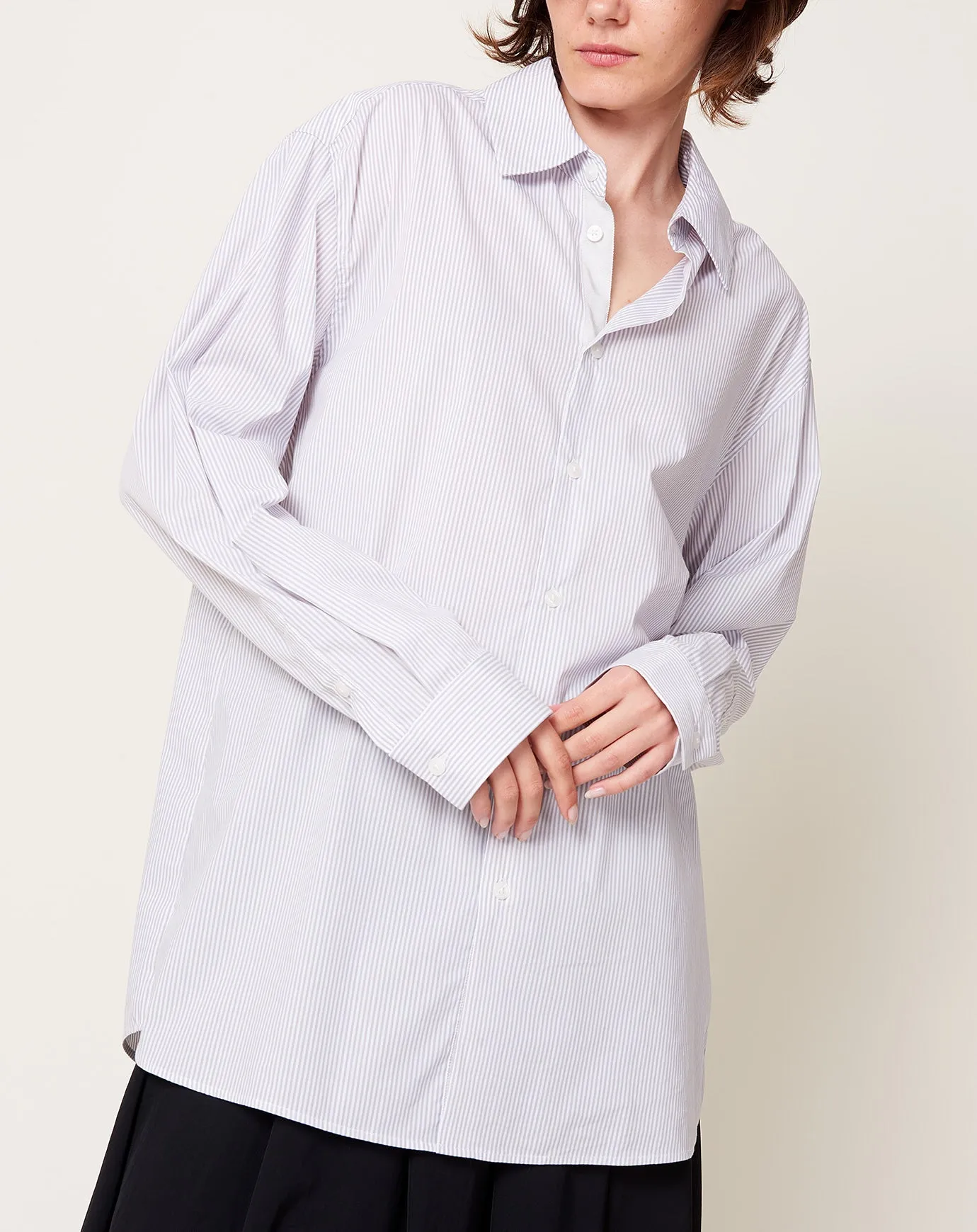 Signature Button Down in Grey & White Stripe
