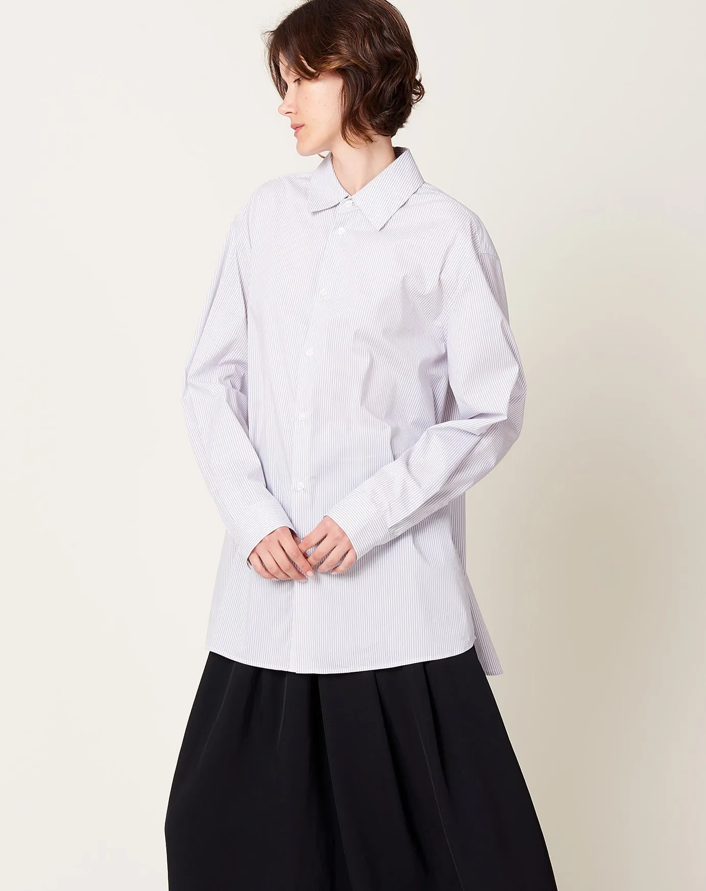 Signature Button Down in Grey & White Stripe