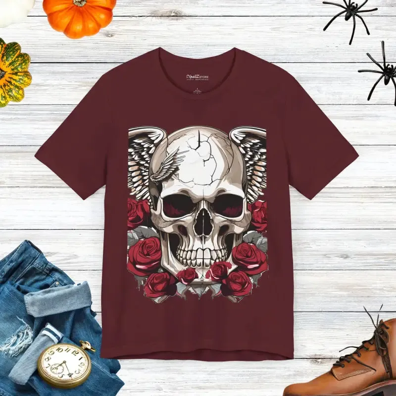Skulls Roses Unisex Jersey Short Sleeve Tee Halloween