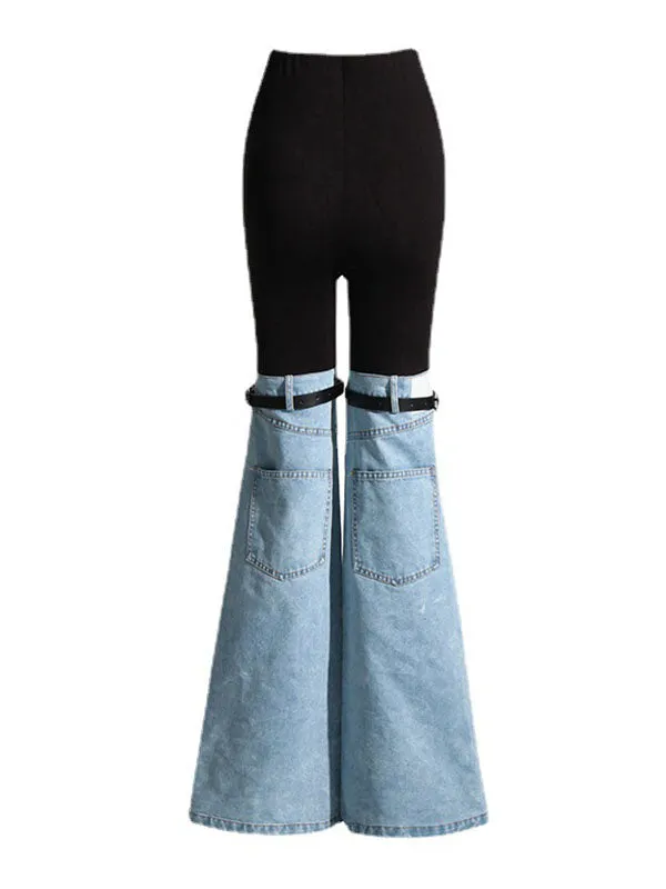 Split-Joint Flared Pants High Waisted Jean Pants Bottoms