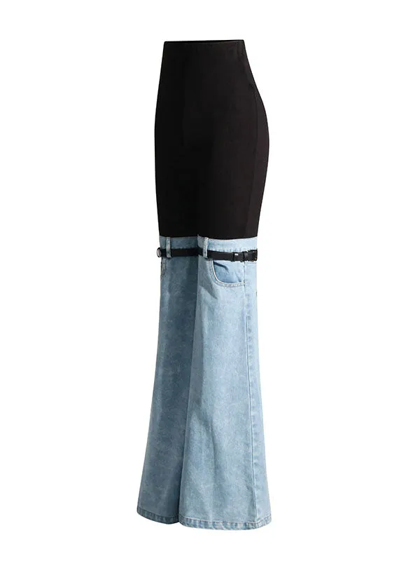 Split-Joint Flared Pants High Waisted Jean Pants Bottoms