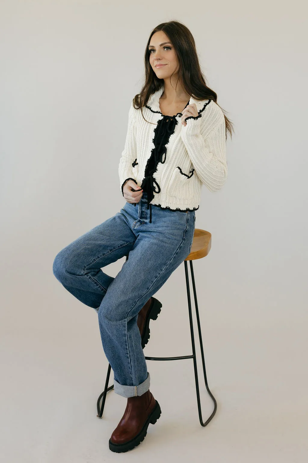 Storie Cardigan-Cream/Black